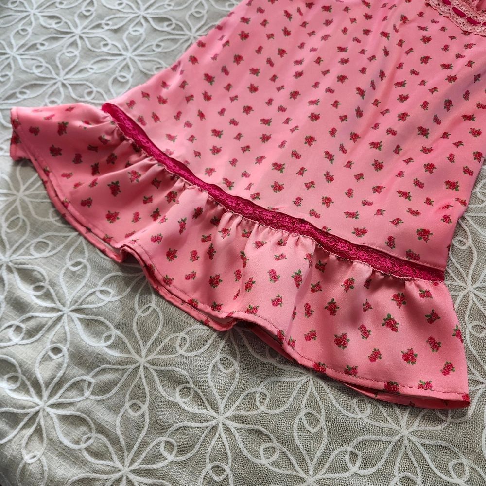 Betsey Johnson for Forever 21 Collab Pink Floral Satin Slip Dress Size M - Picture 5 of 11